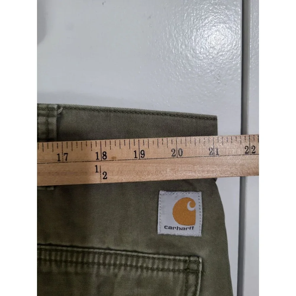Carhartt Men's Relaxed Fit Cargo Work Shorts olive green canvas SZ 44 - Picture 3 of 9